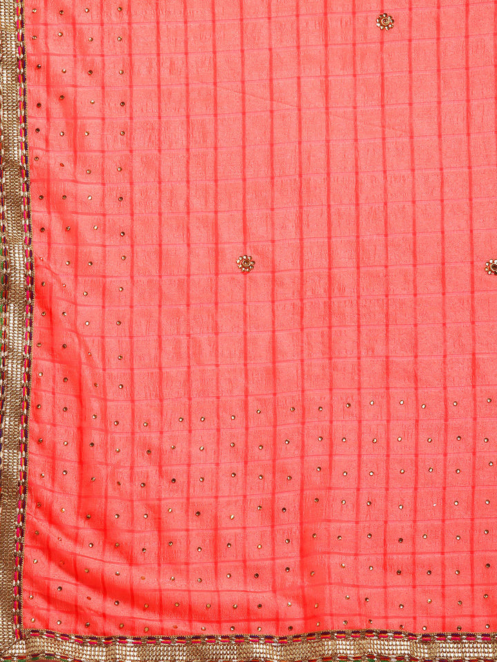 Crepe Checked Saree with Gharchola Weaving