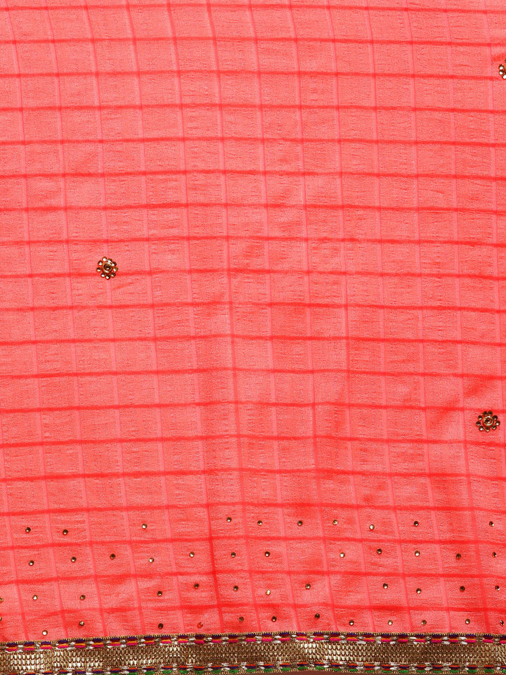 Crepe Checked Saree with Gharchola Weaving