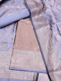 Chhabra 555 Banarasi Handloom Dress Material with Contrast color Handloom weaving & Tasseled Dupatta