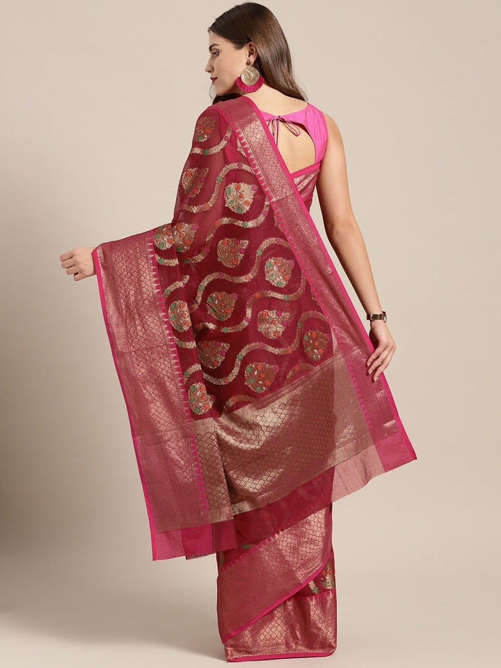 Chanderi Silk Saree with Resham Zari Meenakari Weaving