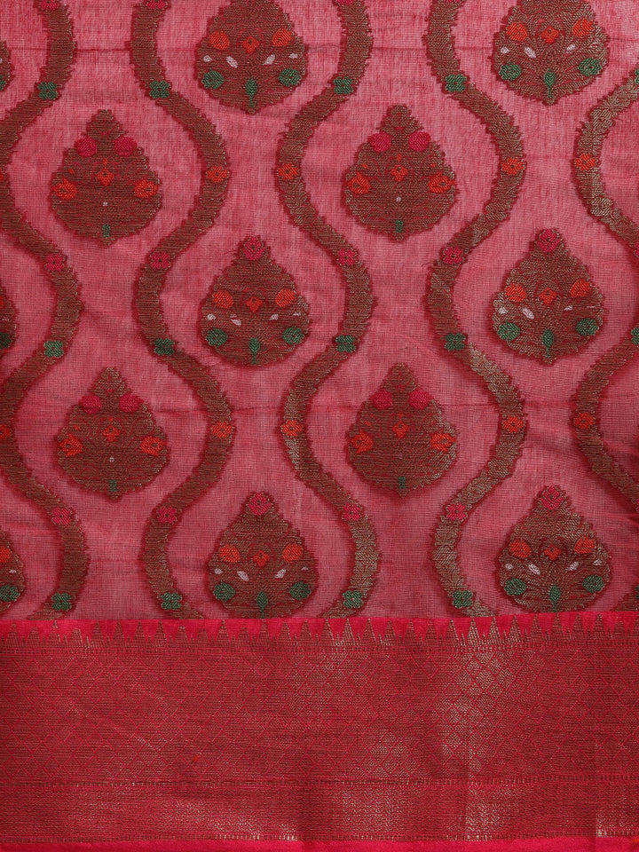 Chanderi Silk Saree with Resham Zari Meenakari Weaving
