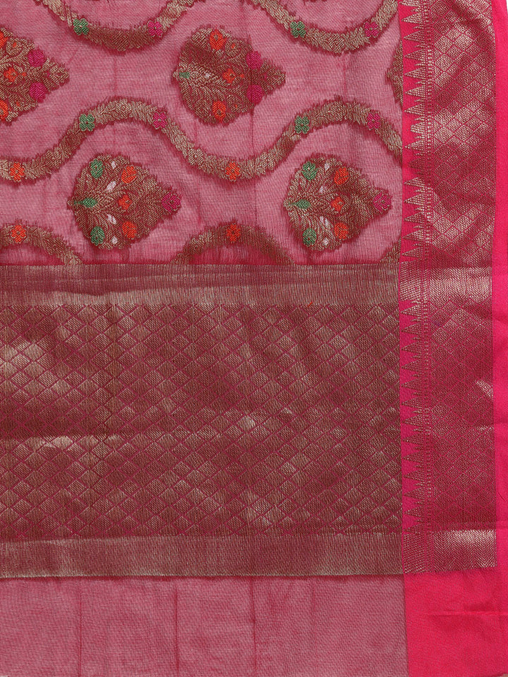 Chanderi Silk Saree with Resham Zari Meenakari Weaving