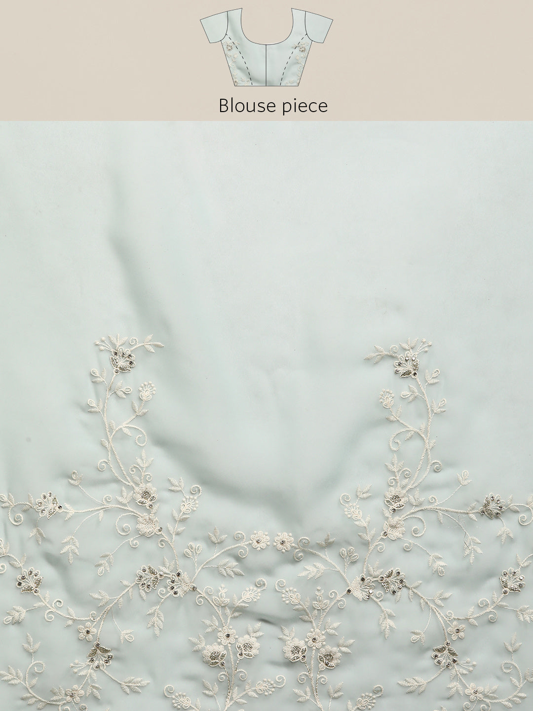 Pastel Blue Thread Chicken Embroidered Georgette Cocktail Saree