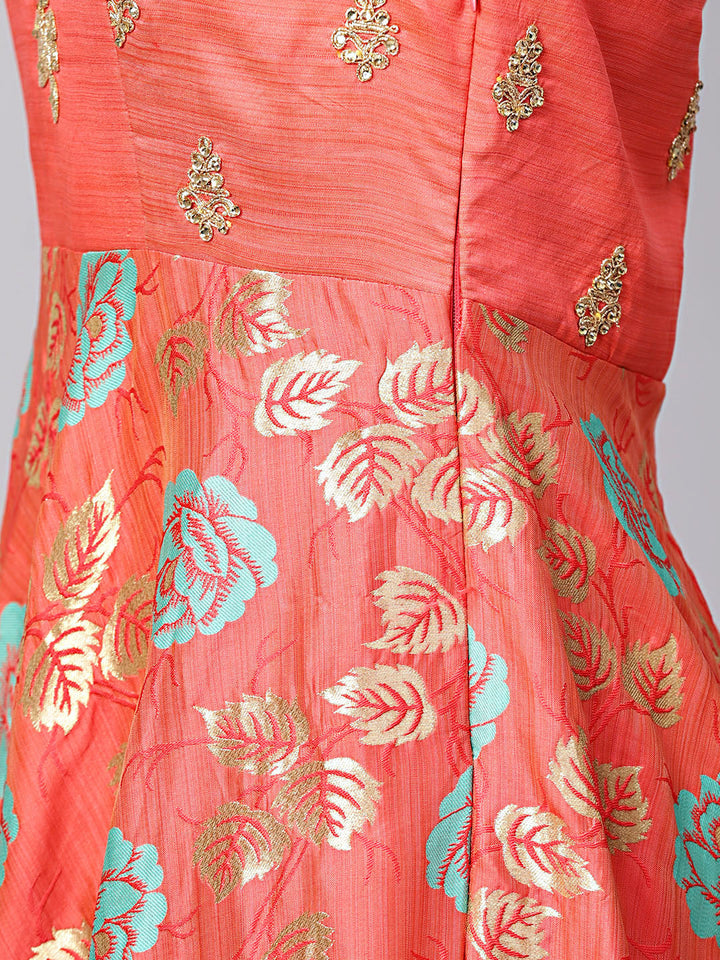 Banarasi Woven Gown with Zari Embroidered Dupatta