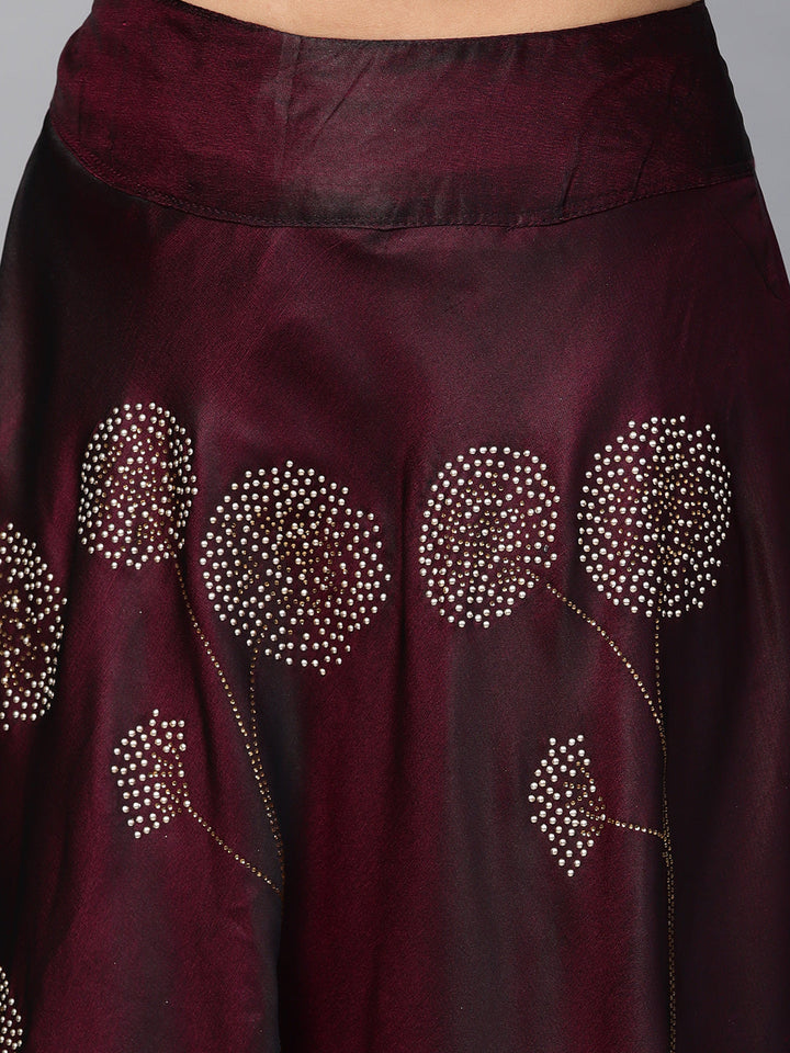 Embellished Silk Crop Top Lehenga in Floral Pattern