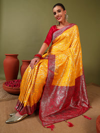 Chhabra 555 Banarasi Crystal Embellished Handloom Silk Saree with Intricate Zari Woven Floral Motifs