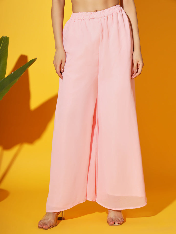 Coral Block Printed Nyraa Style High Slit Kurta Set with Embellishment