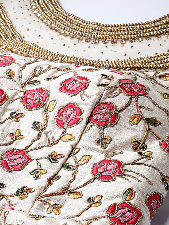 Anarkali Kurta Gown with Jeweled Kundan Neckline