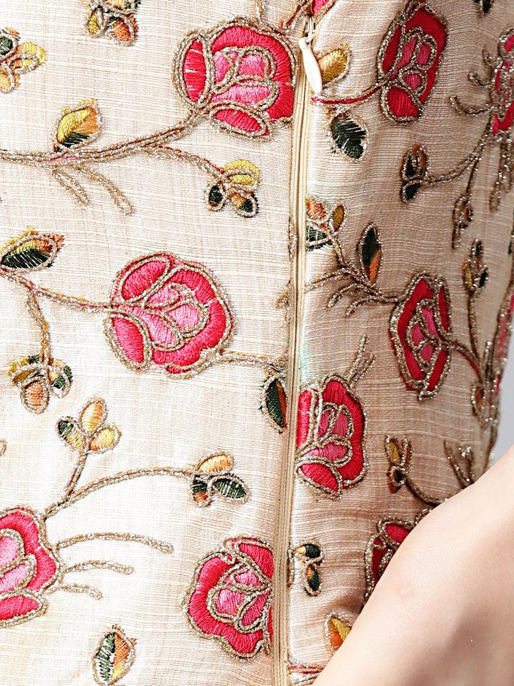 Anarkali Kurta Gown with Jeweled Kundan Neckline