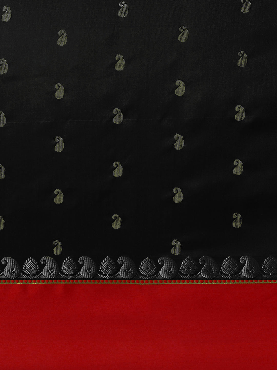 Black & Red Zari Silk Blend Gadwal Saree