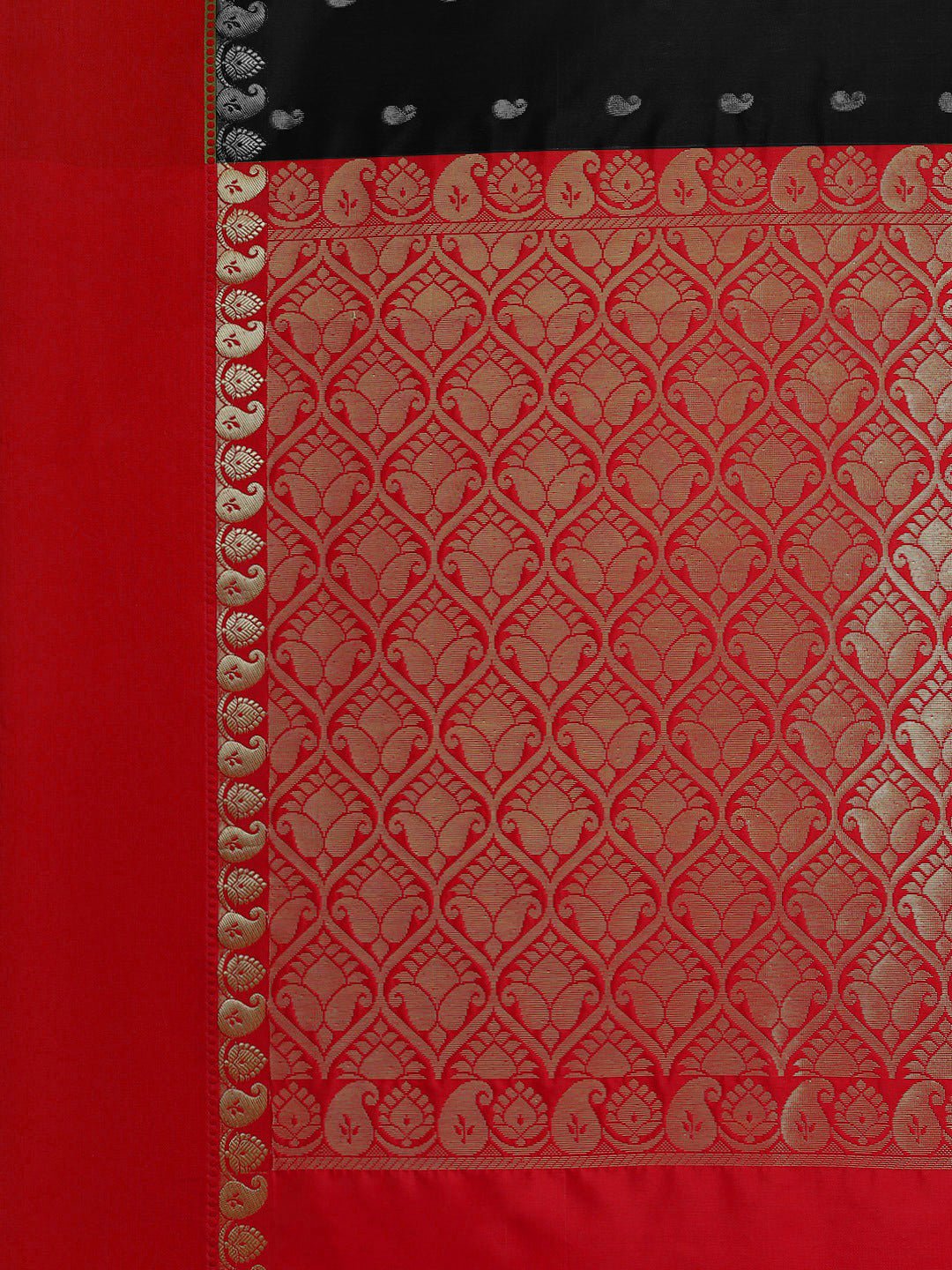 Black & Red Zari Silk Blend Gadwal Saree