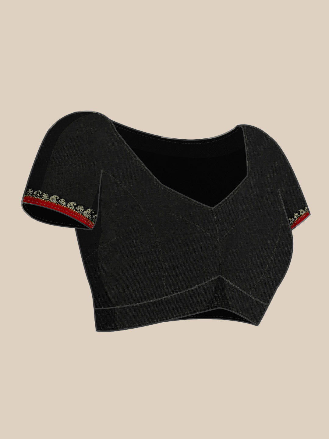 Black & Red Zari Silk Blend Gadwal Saree