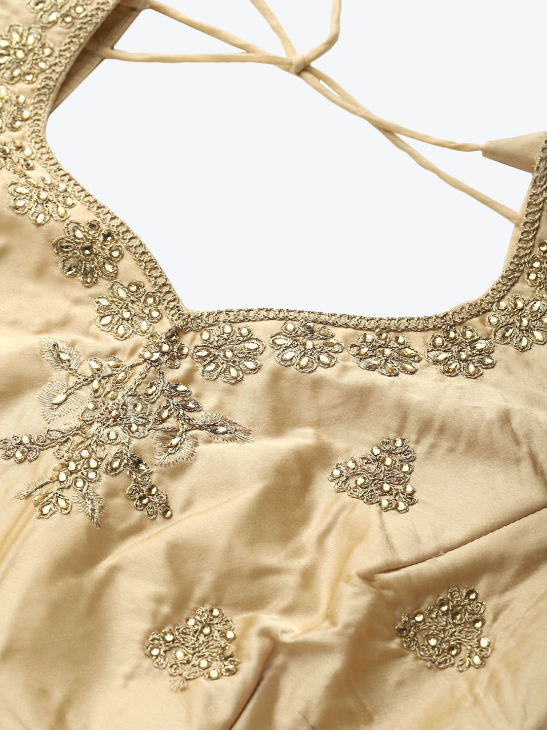 Semi-stitched Lehenga Set with Mughal Motif Embroidery & Contrast Embellished Dupatta