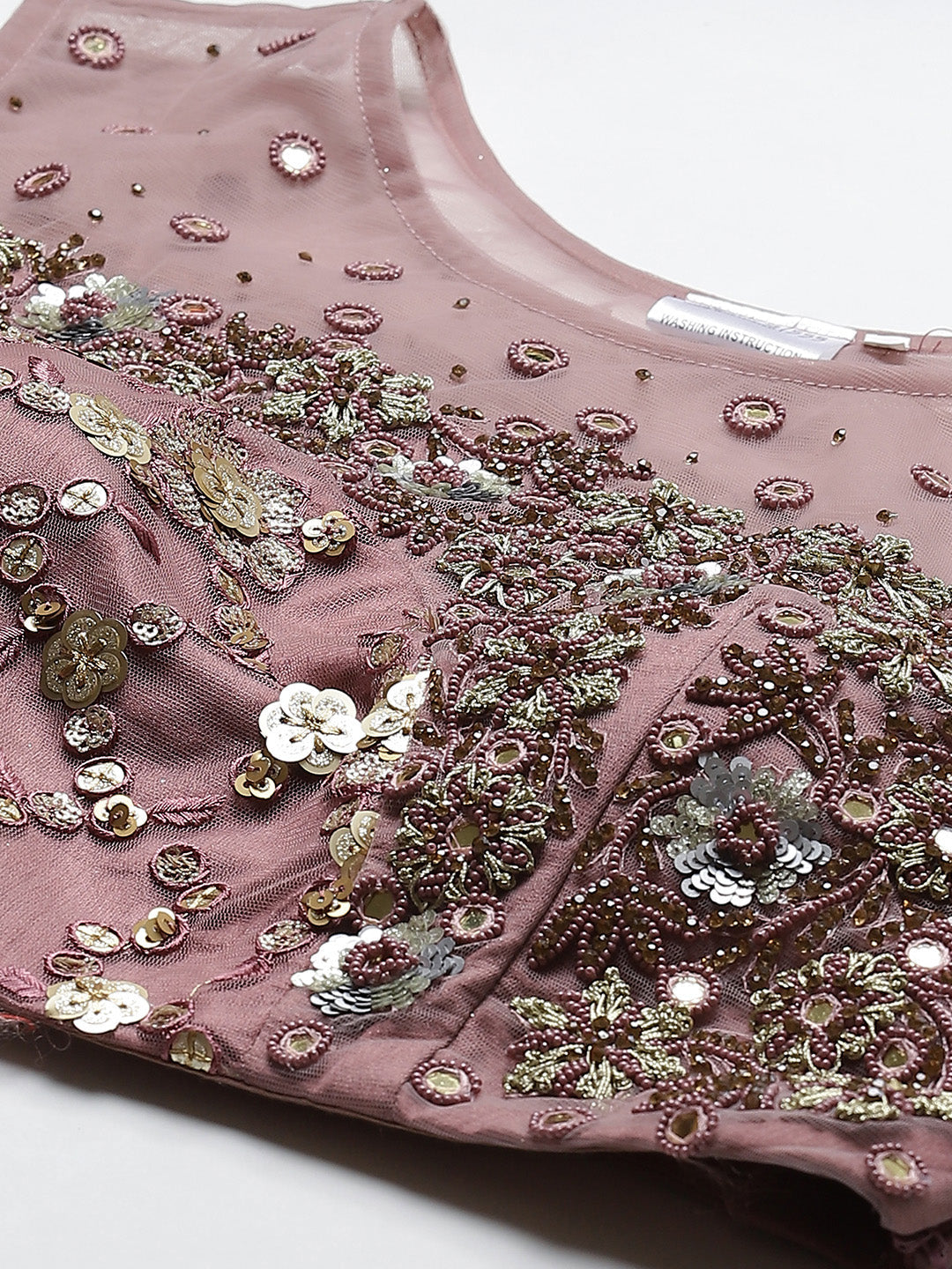 Made to Measure Mauve Frills & Layers Lehenga Set With Mirror & Sequence Embroidery