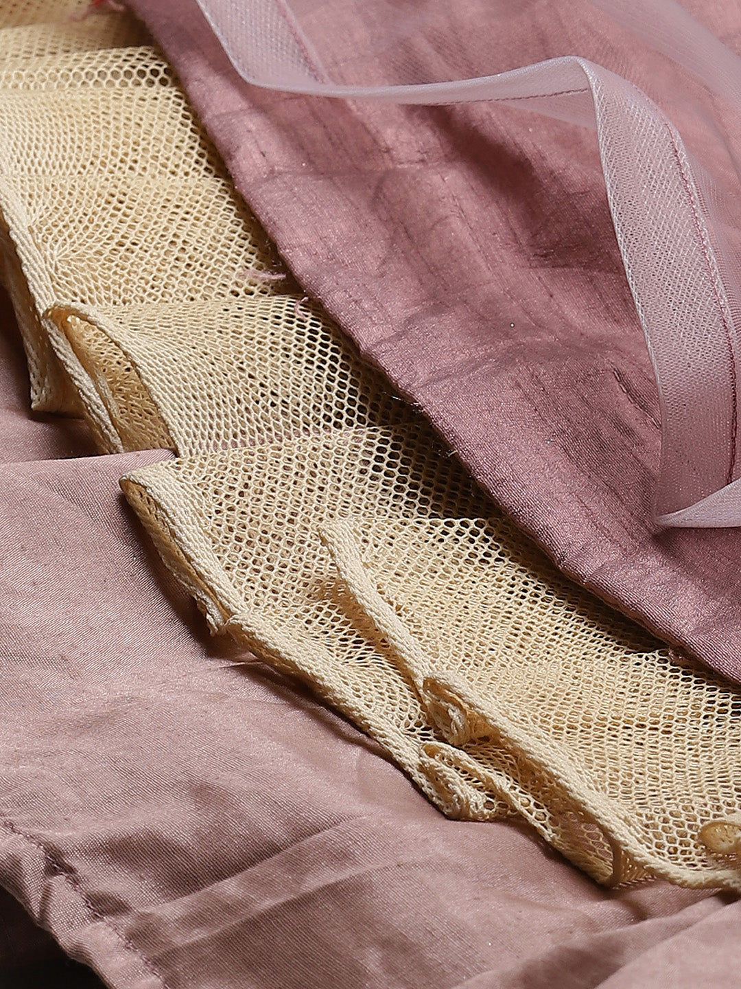 Made to Measure Mauve Frills & Layers Lehenga Set With Mirror & Sequence Embroidery