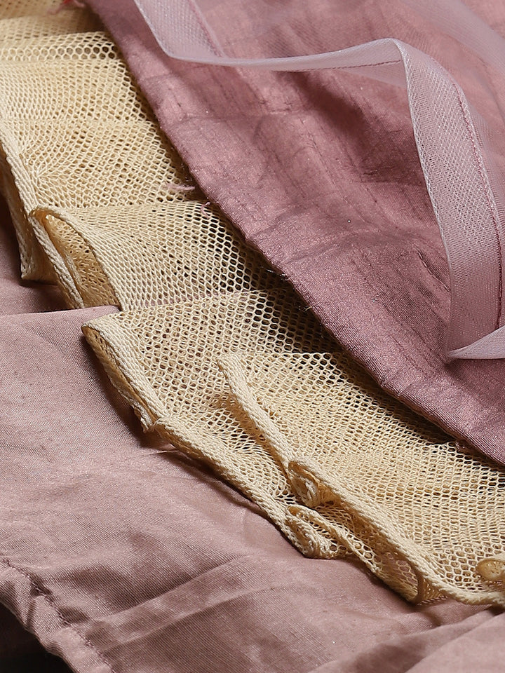 Made to Measure Mauve Frills & Layers Lehenga Set With Mirror & Sequence Embroidery