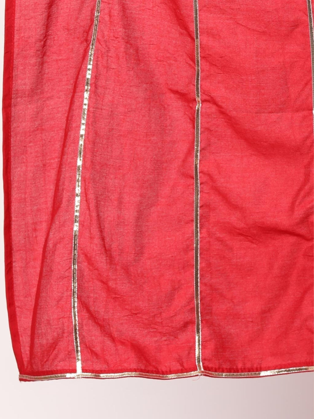 Floral Gota Patti Embroidered Kurta With Striped Pallazo and Dupatta
