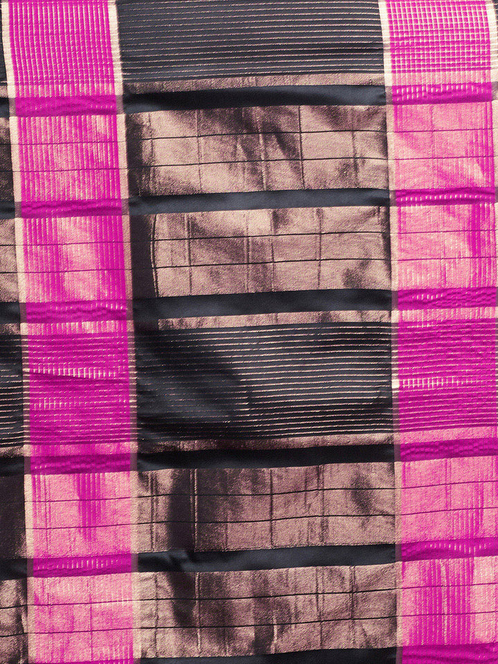 Black & Violet Colored Art Silk Saree With Unstitched Blouse
