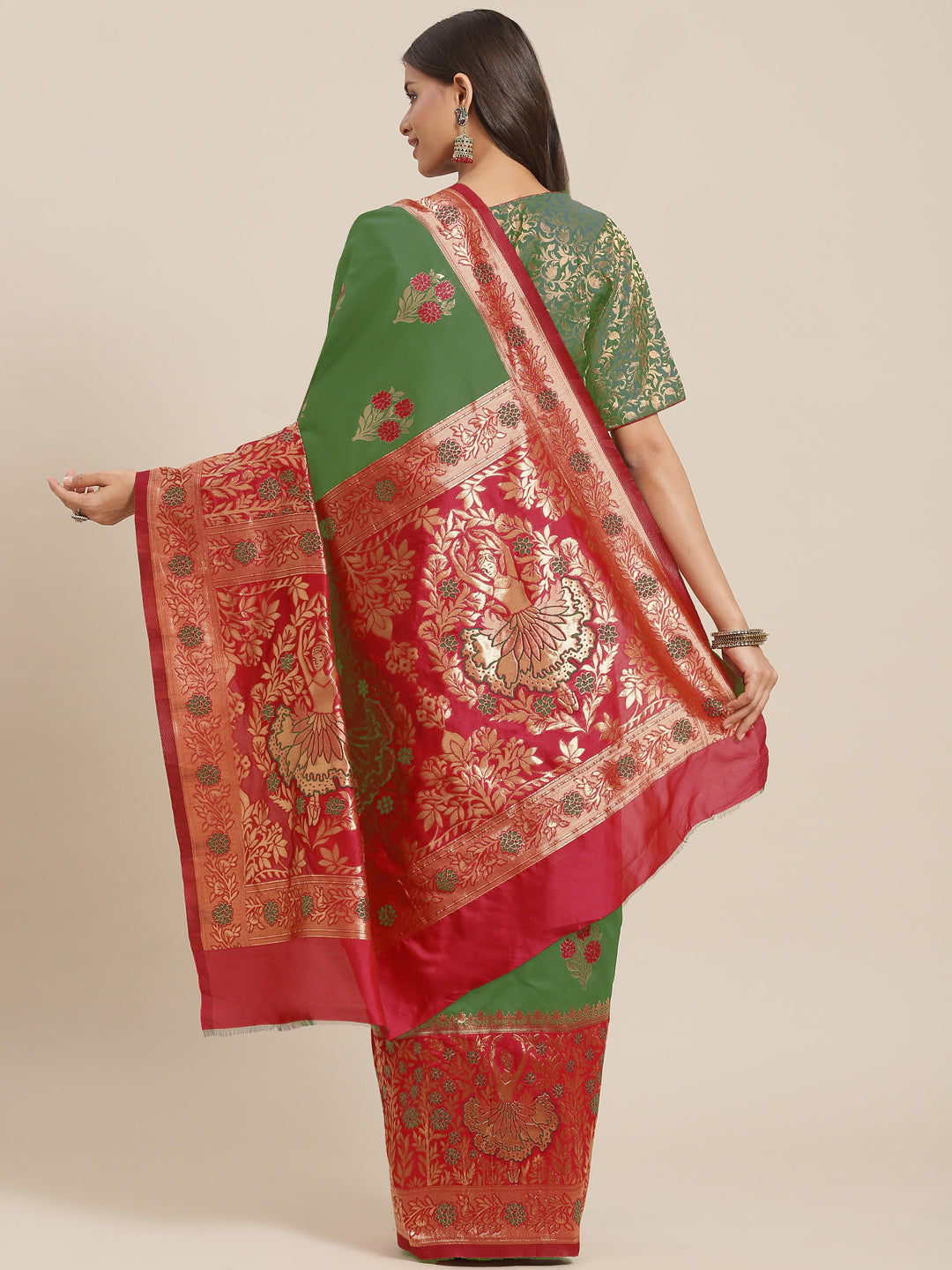 Resham & Zari Woven Traditional Banarasi Silk Saree with Flowers