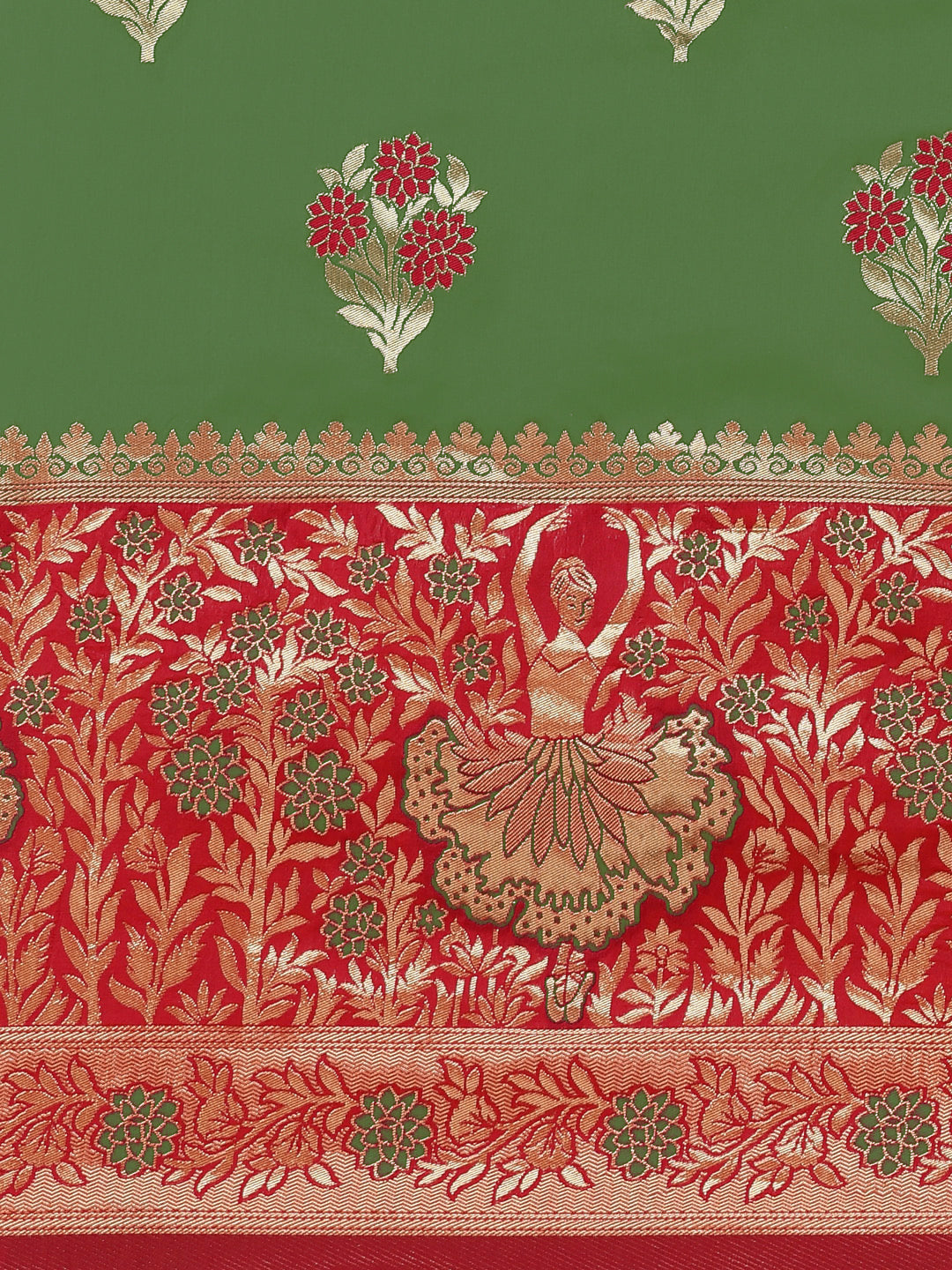 Resham & Zari Woven Traditional Banarasi Silk Saree with Flowers