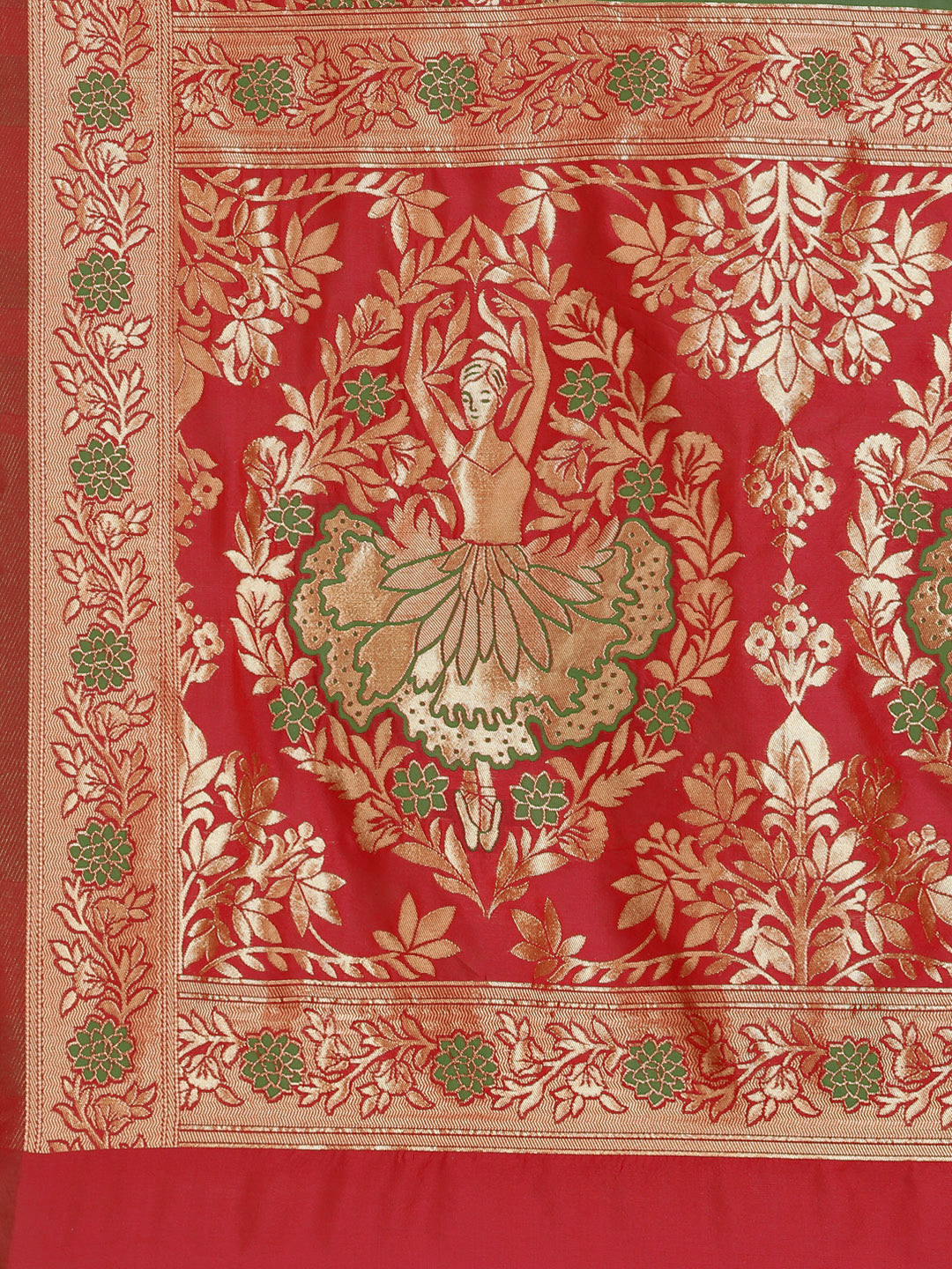Resham & Zari Woven Traditional Banarasi Silk Saree with Flowers