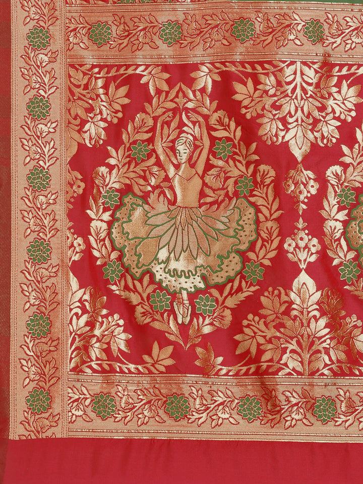 Resham & Zari Woven Traditional Banarasi Silk Saree with Flowers