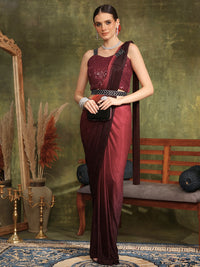 Chhabra 555 Pre-stitched Draped Light Weight Saree with Self Sheen Ombre Fabric & Sequinned Blouse