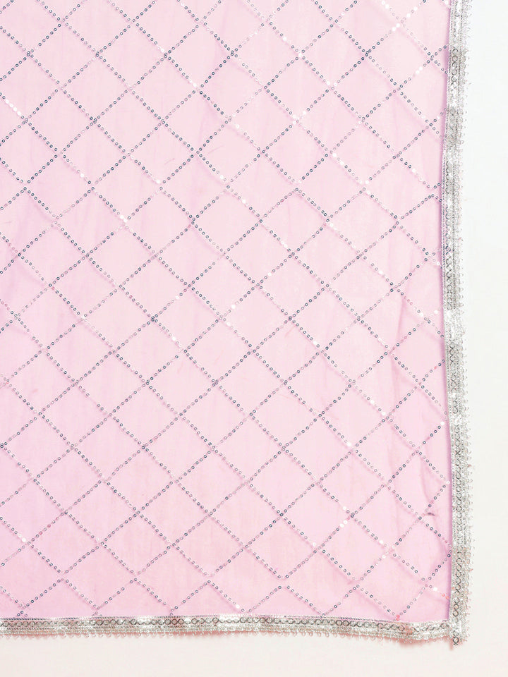 Mirror & Aari Embroidered Gharara Set with Peplum Scalloped Choli & Sequinned Dupatta