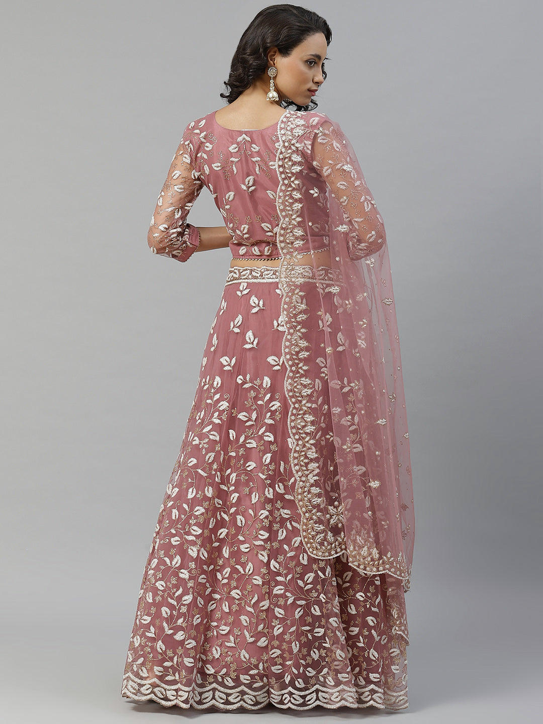 Made to Measure Cutdana and Sparkle Embroidered Net Lehenga Set with Heavy Net Dupatta
