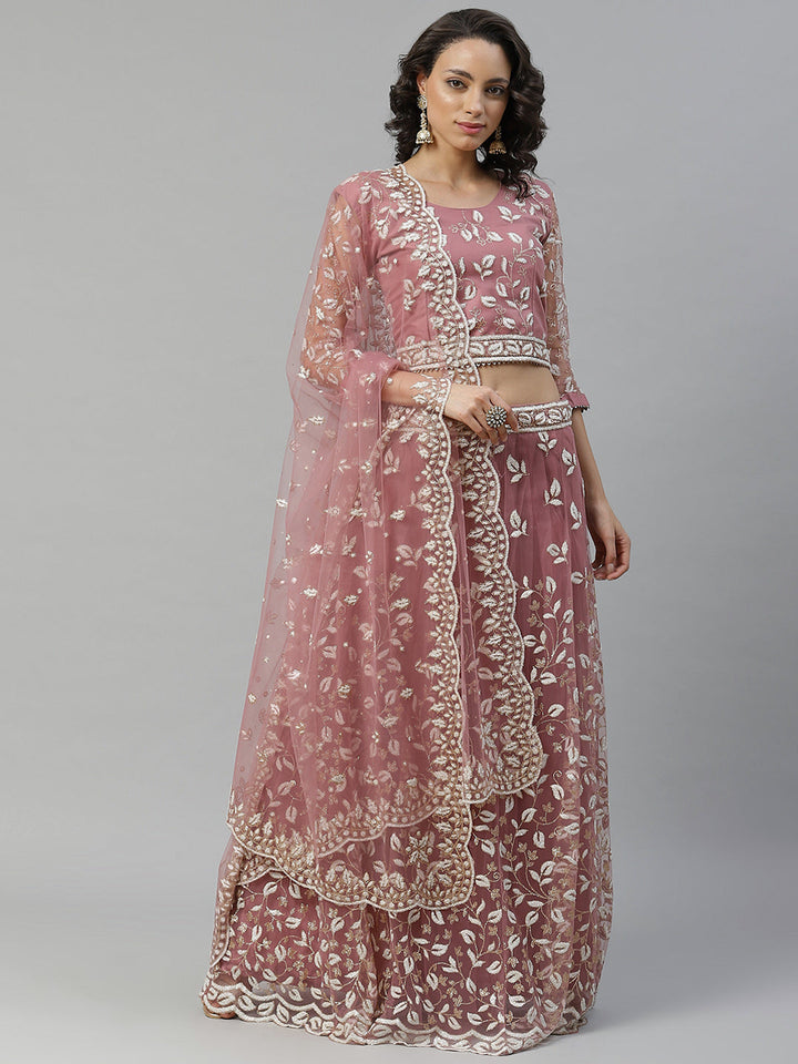 Made to Measure Cutdana and Sparkle Embroidered Net Lehenga Set with Heavy Net Dupatta