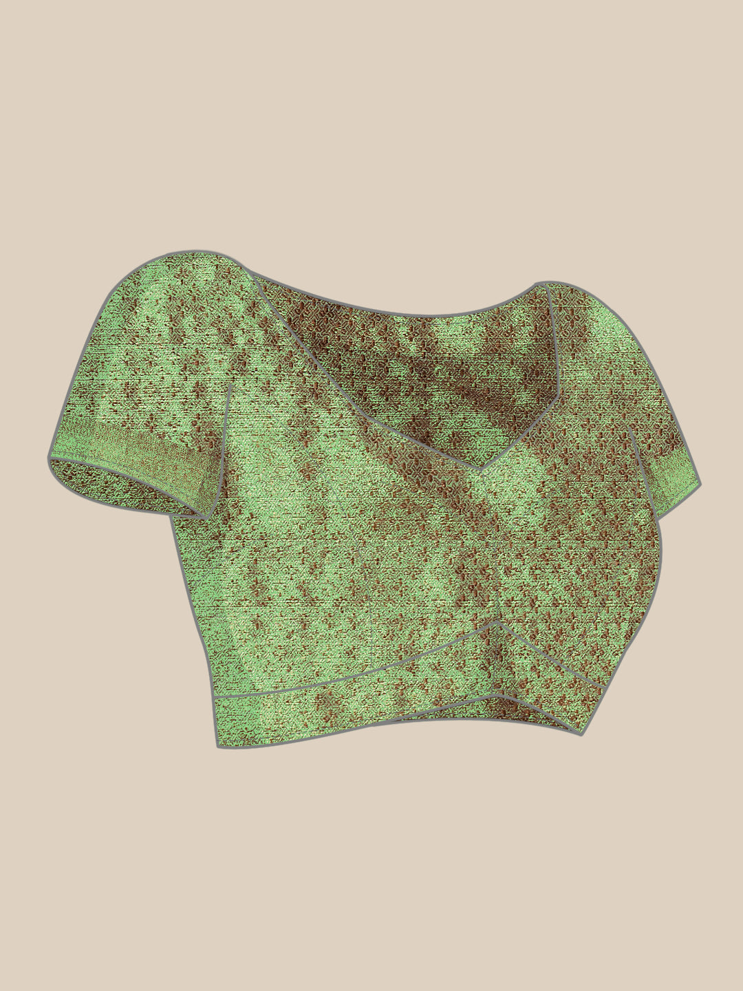 Green Chanderi Brocade Saree with Meenakari Floral Motifs