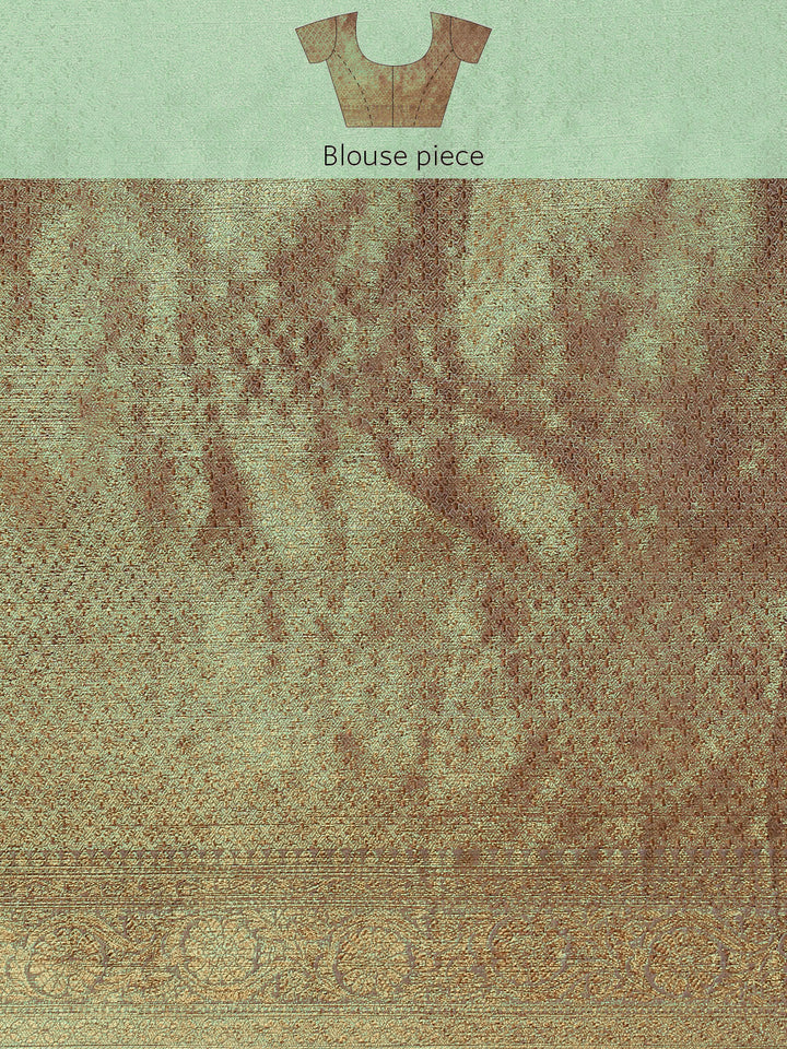 Green Chanderi Brocade Saree with Meenakari Floral Motifs