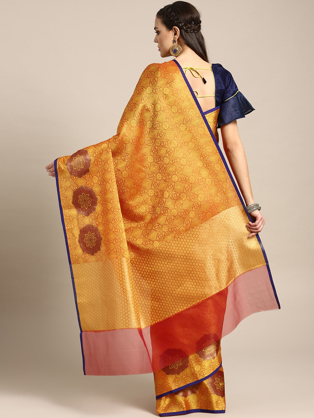 Banarasi Brocade Silk Saree with Floral Zari Weaving