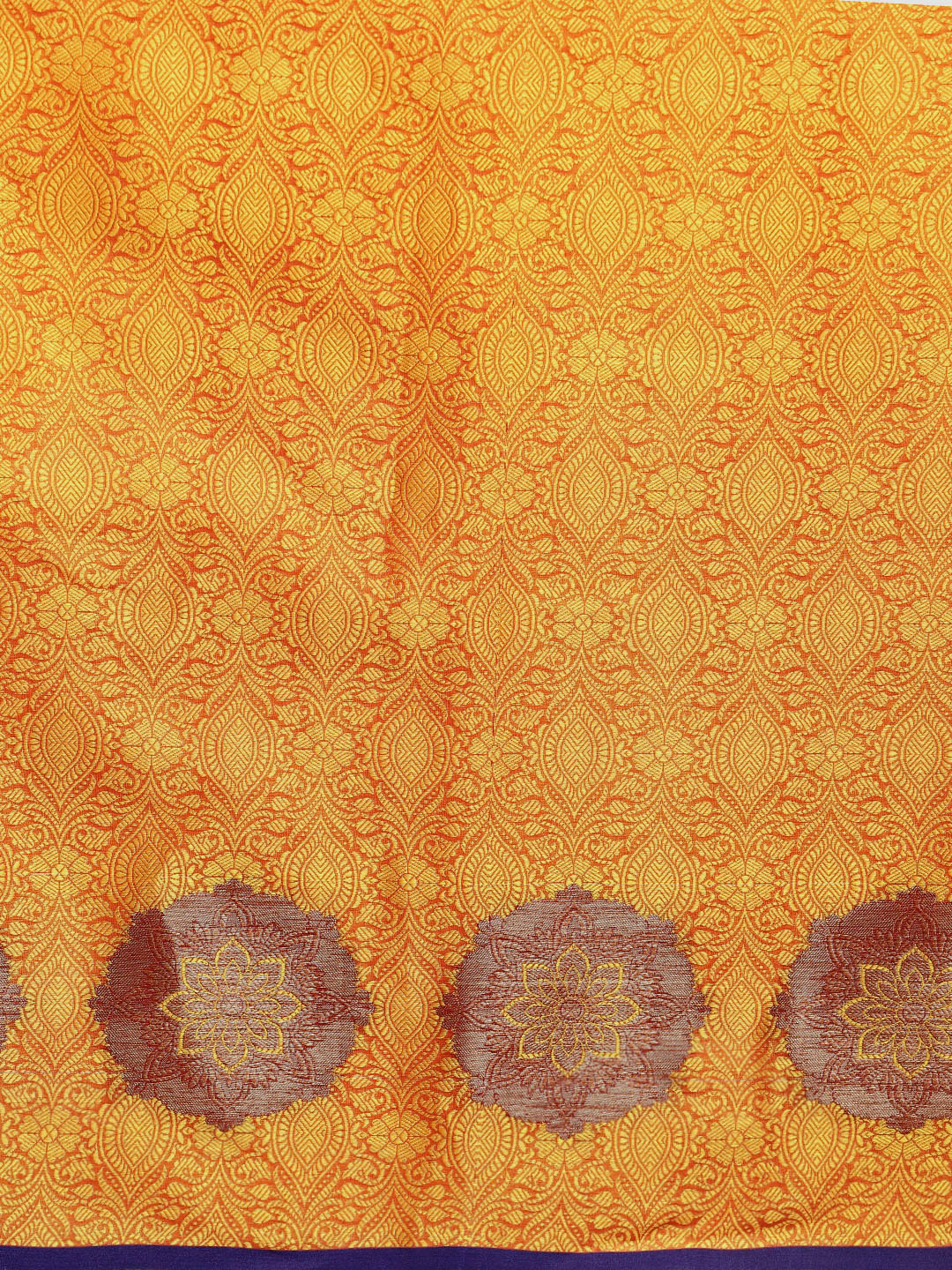 Banarasi Brocade Silk Saree with Floral Zari Weaving