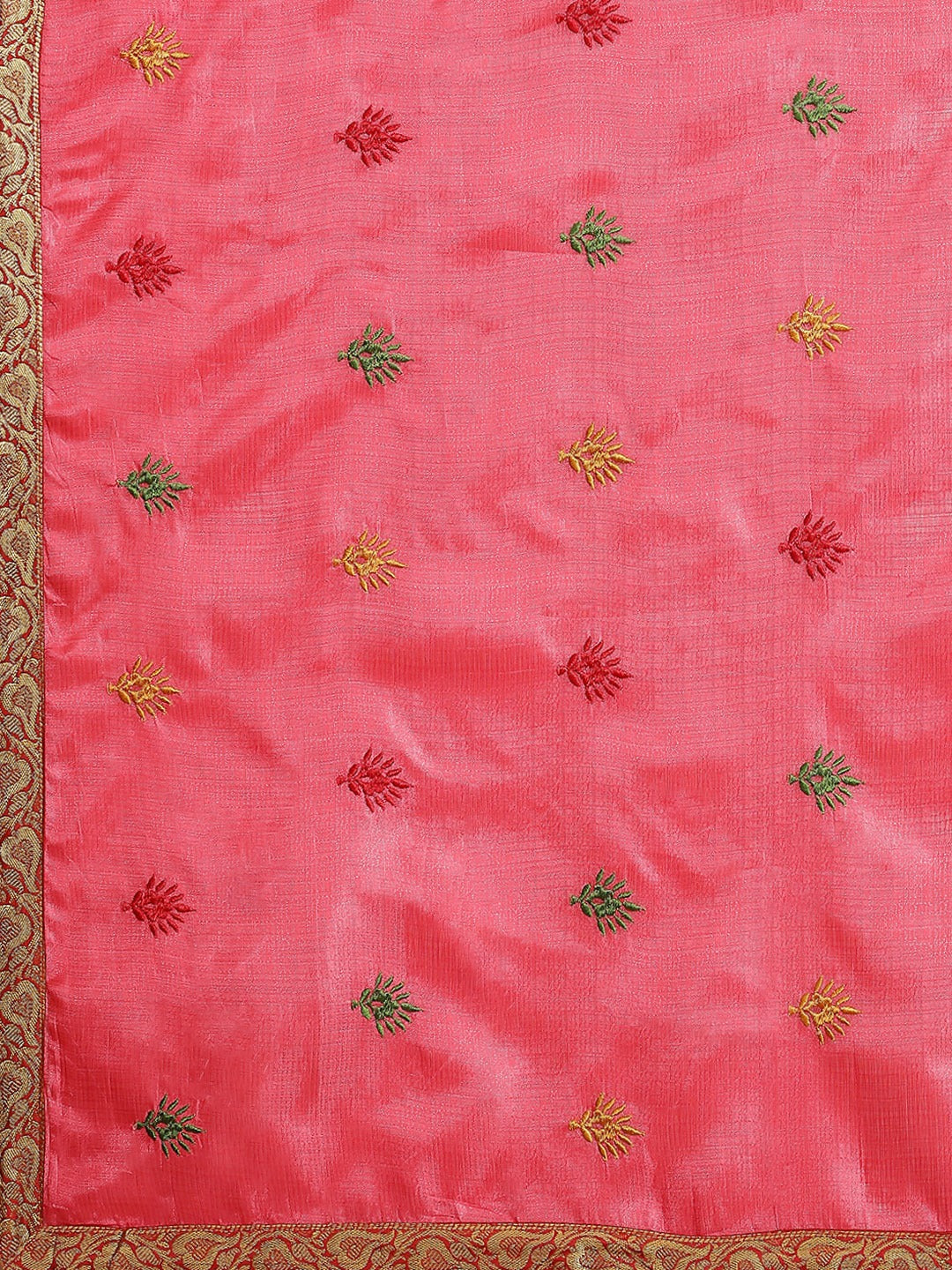 Pink Tussar Banarasi Silk  Saree with Embroidery & Brocade Border