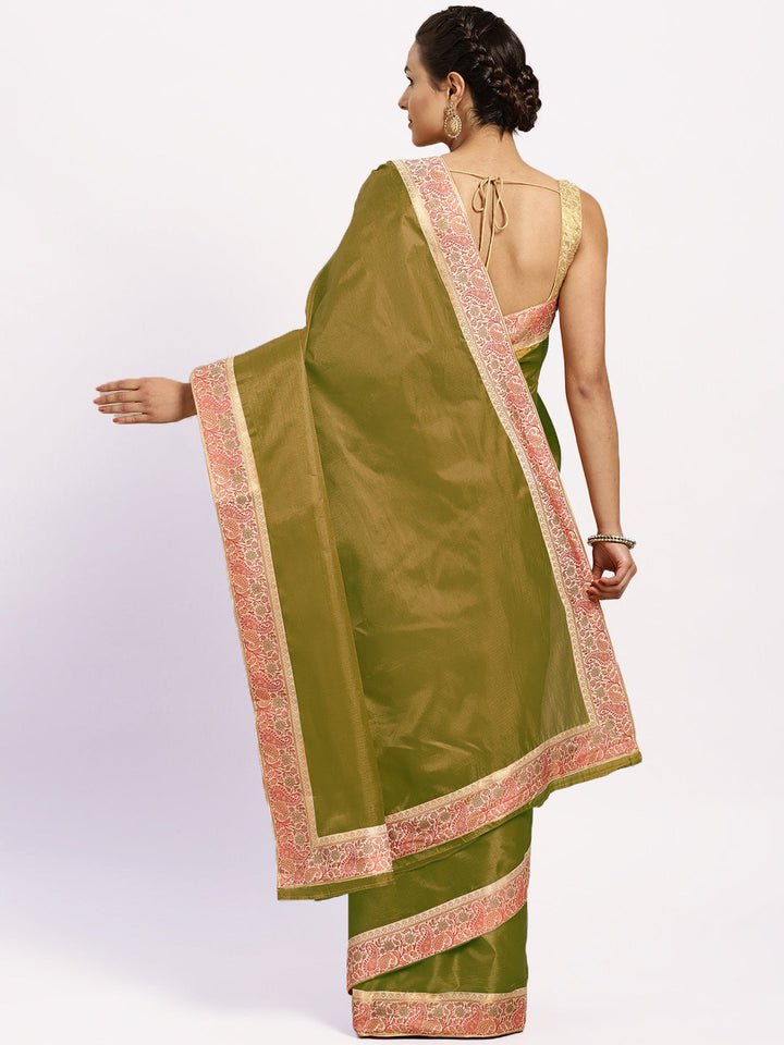 Tussar Silk Banarasi Saree with Meenakari Pattern Border