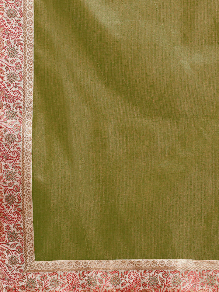 Tussar Silk Banarasi Saree with Meenakari Pattern Border