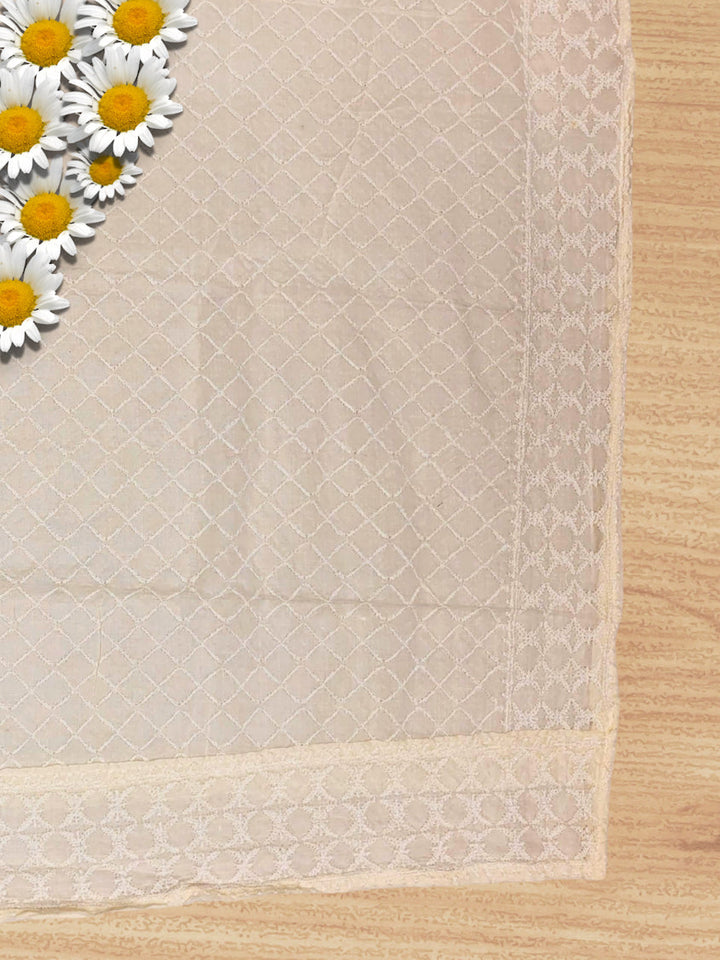 Floral Print Unstitched Cotton Suit with Chikankari Embroidery Dupatta & Multicolor Lace