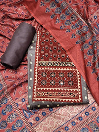 Chhabra 555 Ethnic Ajrak Block Print Cotton Suit Dupatta with Mirror Embelishments & Contrast colors