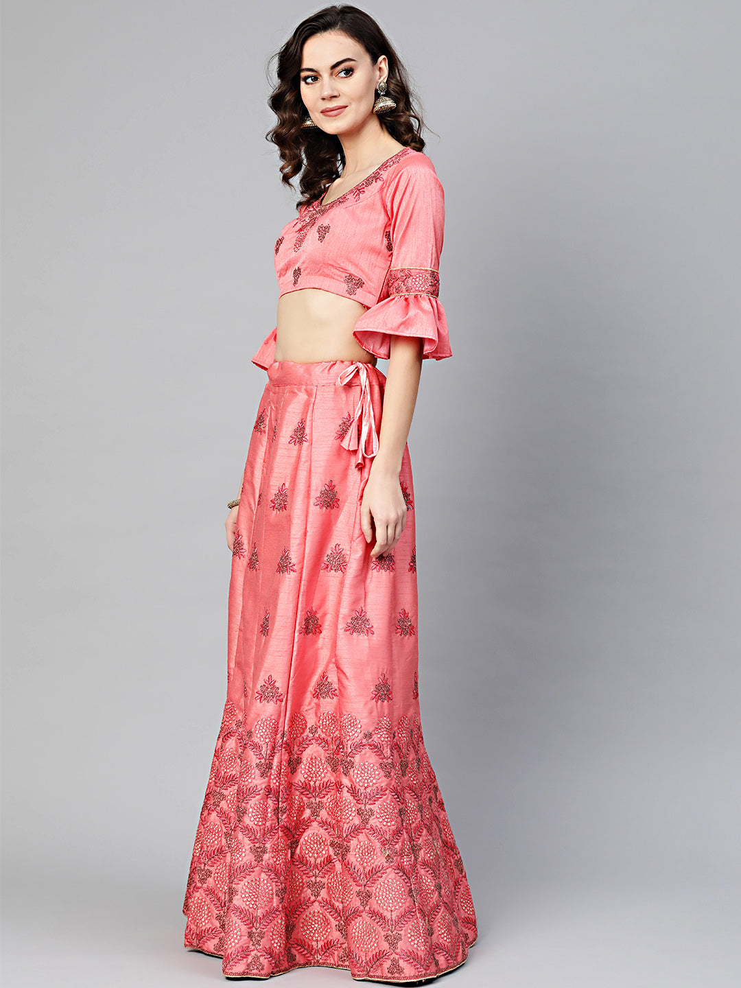 Pastel Zari & Resham embroidered Unstitched Lehenga