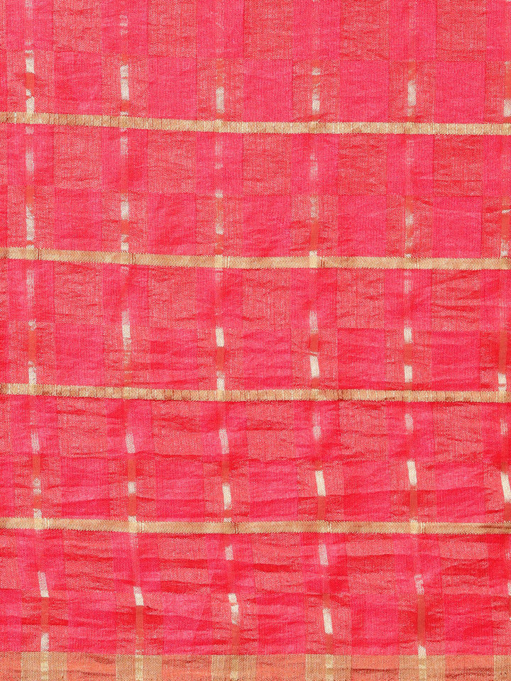 Checked Gharchola Style Saree with Peacock Motif Blouse