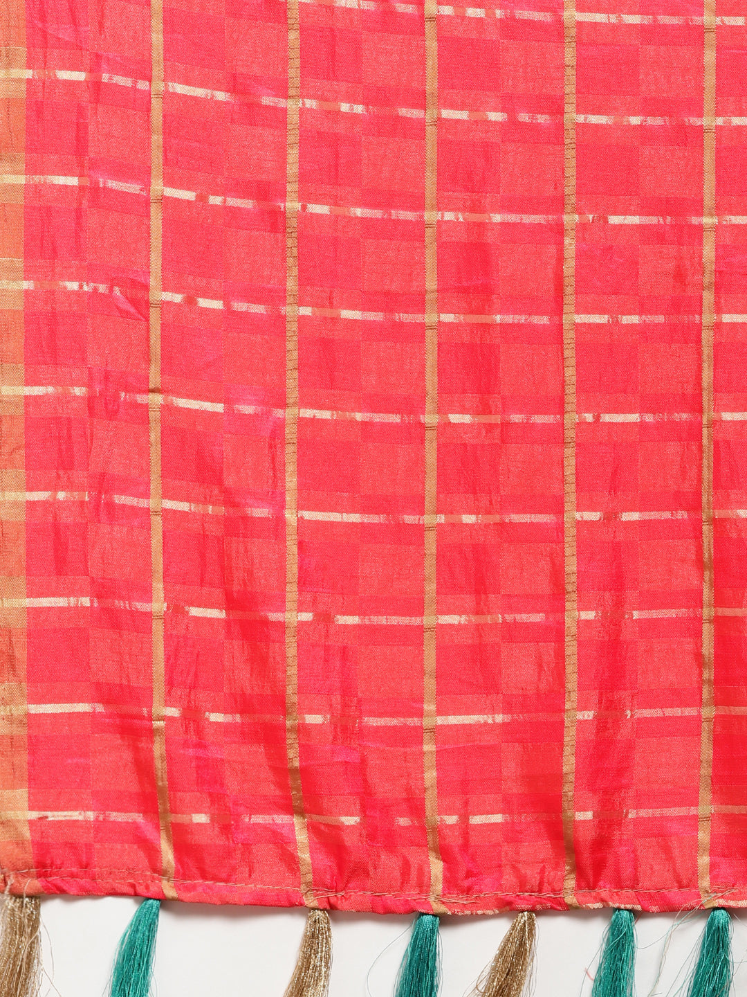 Checked Gharchola Style Saree with Peacock Motif Blouse