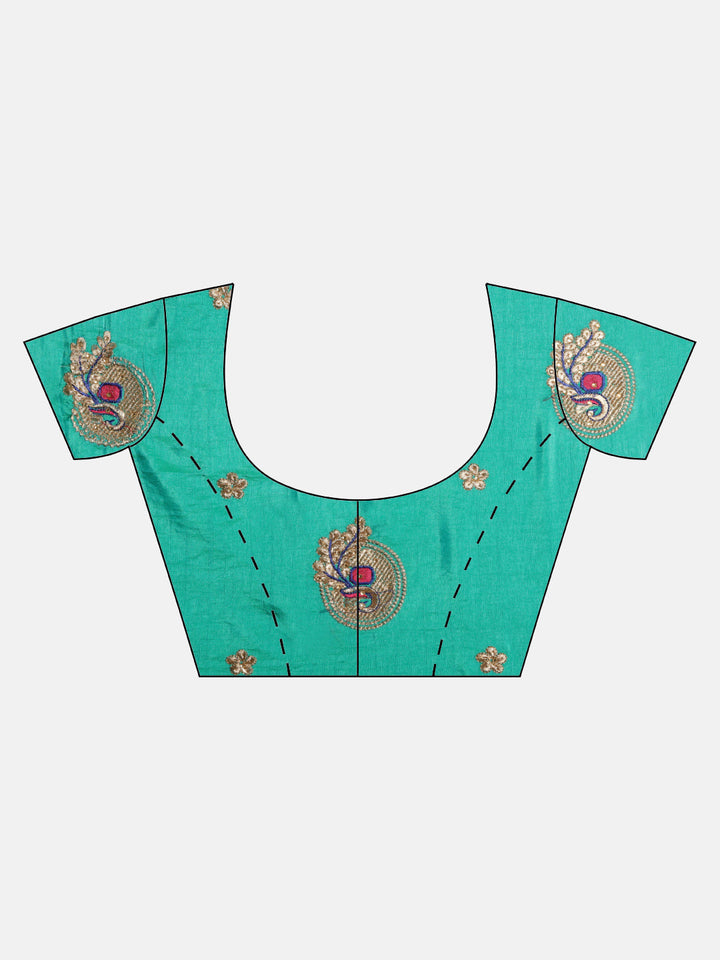 Checked Gharchola Style Saree with Peacock Motif Blouse