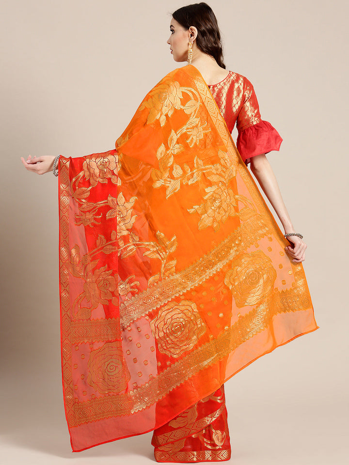 Ombre Mysore Georgette Saree with Floral Zari Weaving