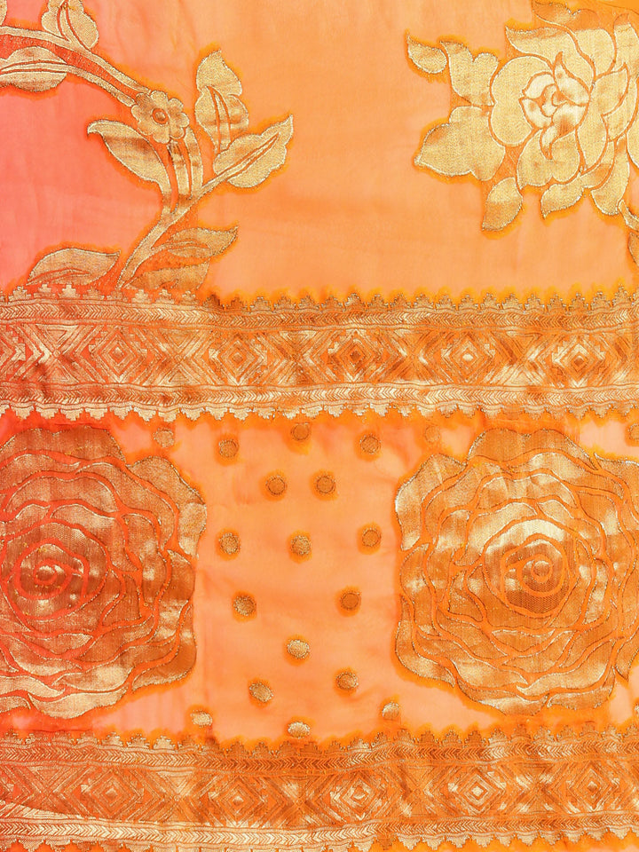 Ombre Mysore Georgette Saree with Floral Zari Weaving