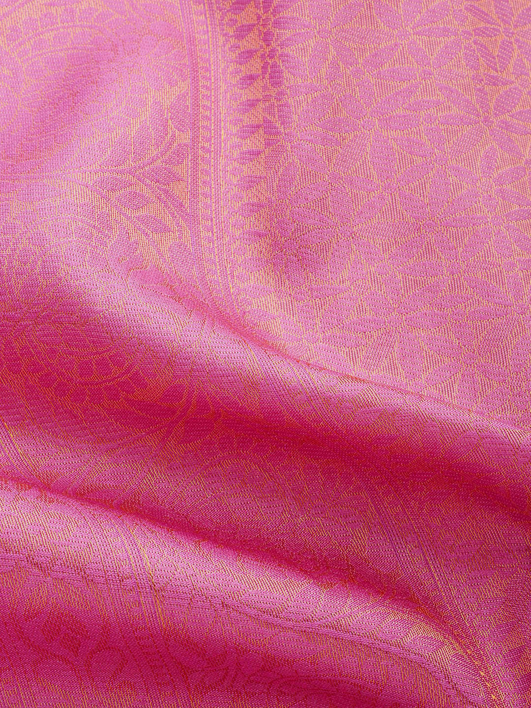 Gajari Pink Woven Ethnic Kanjeevaram Handloom Saree