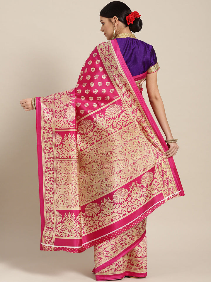 Patola Silk Floral Print Half-And-Half Bhagalpuri Saree