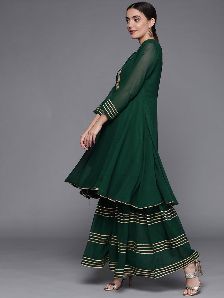 Peplum Kurta Sharara Set With Heavy Cut dana Embellished Dupatta