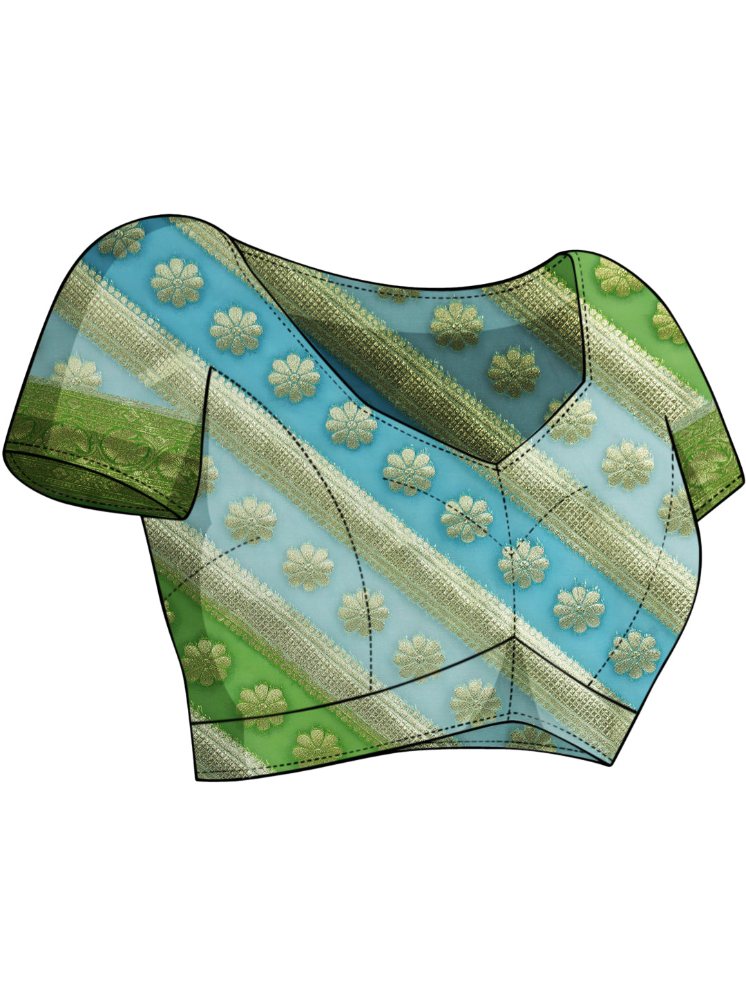 Multicolor Striped Organza Saree with Intricate Floral Zari motifs