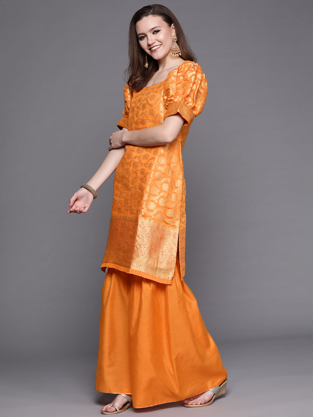 Banarasi Woven Kurta Sharara Set With Handloom Dupatta